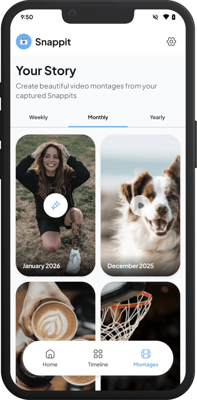 Snappit montages screen